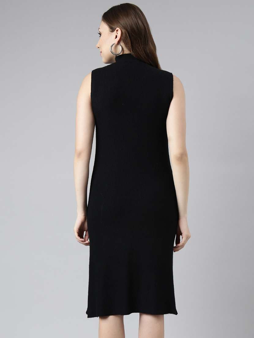 women solid mock neck bodycon dress - 20915750 - Standard Image - 2