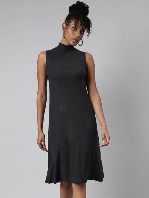 women grey solid a-line dress - 20915751 - Standard Image - 0