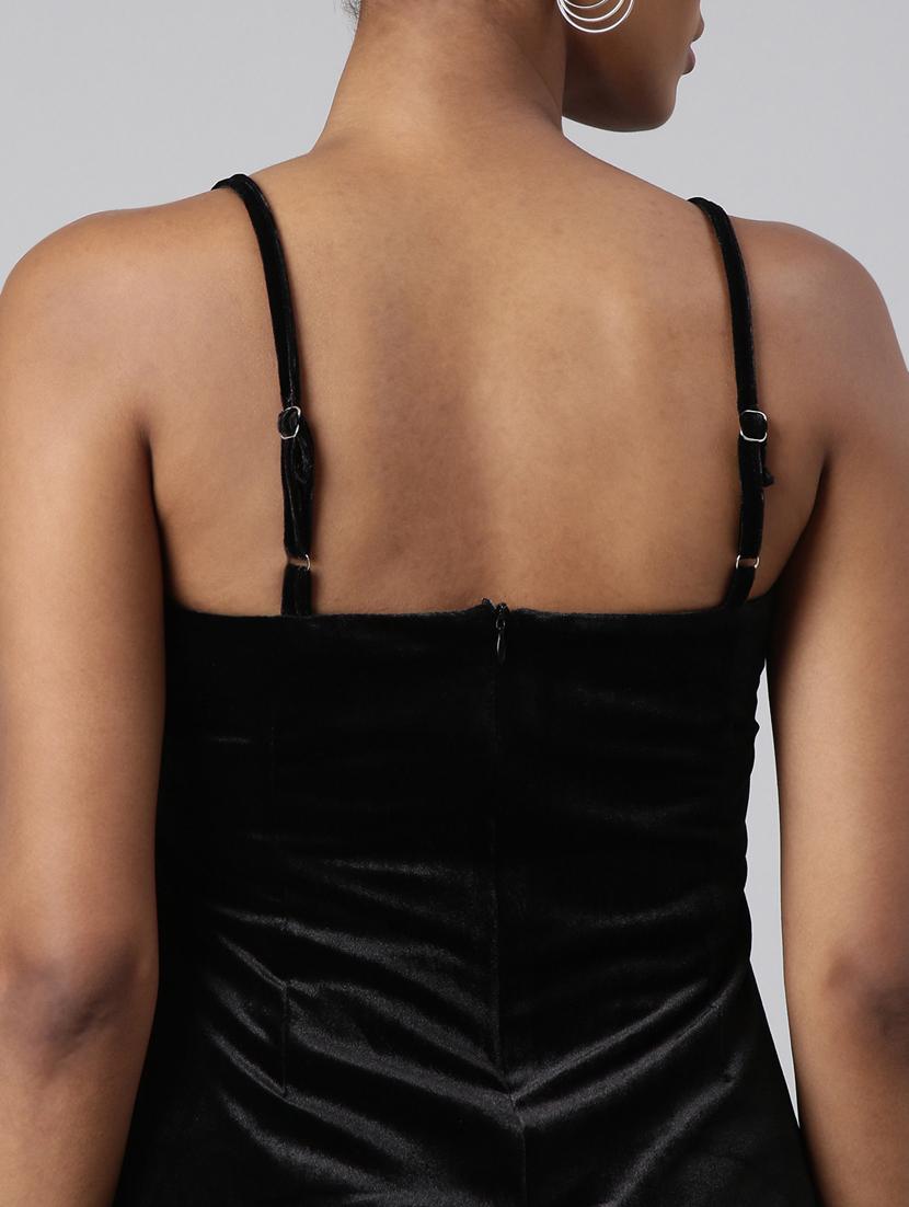 women solid shoulder strap a-line dress - 20915758 - Standard Image - 7