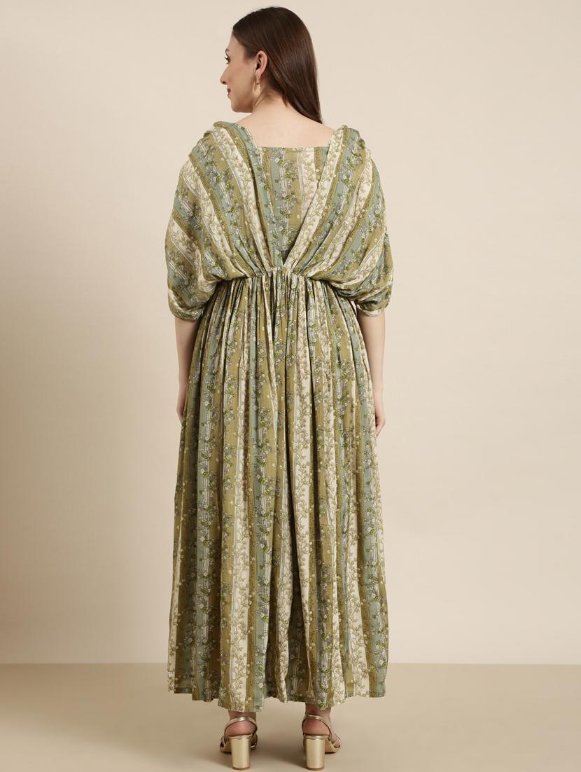 women green printed fit & flare dress - 20915771 - Standard Image - 2