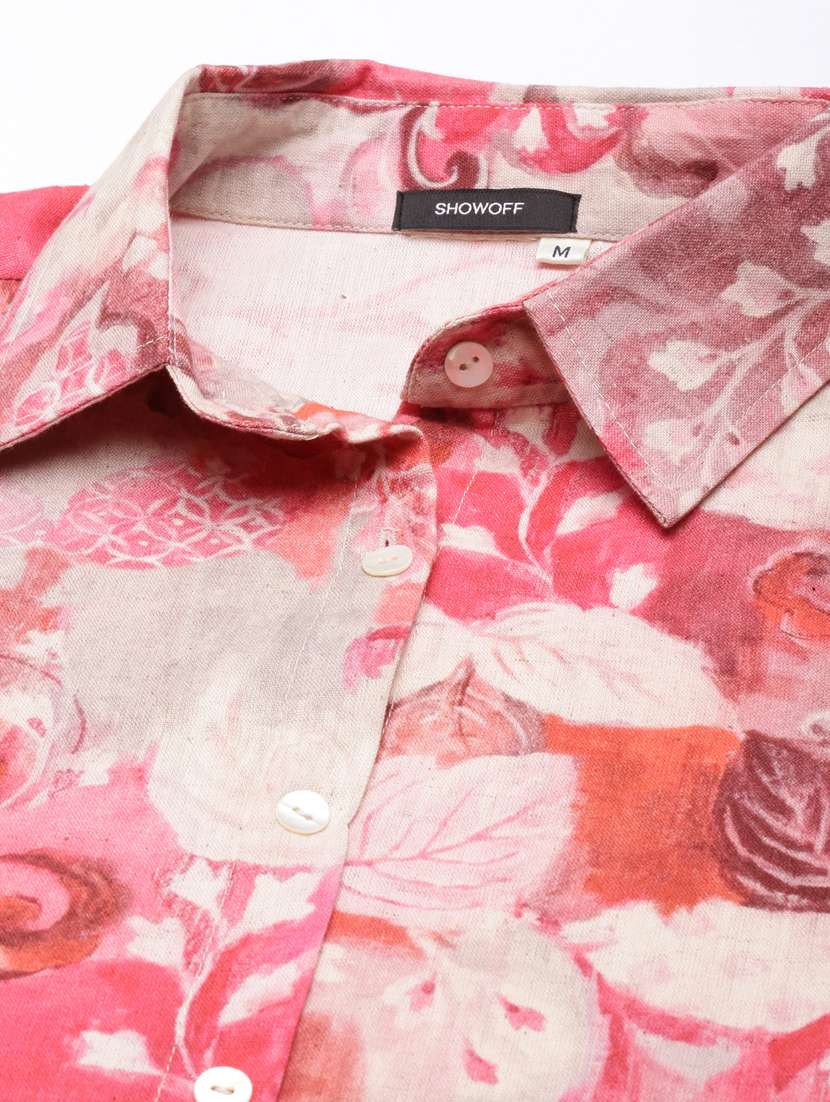 women pink floral printed a-line dress - 20915779 - Standard Image - 7