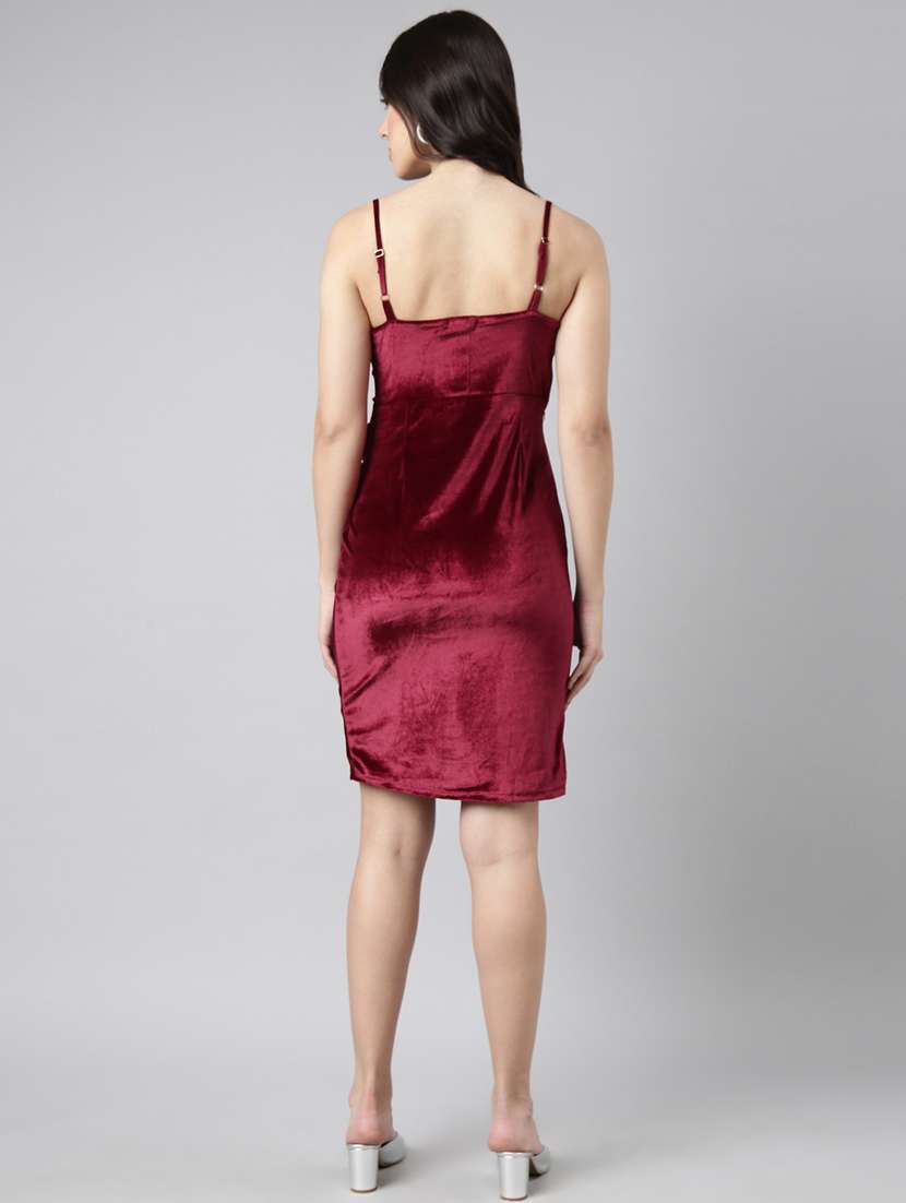 women maroon solid bodycon dress - 20915785 -  Standard Image - 2
