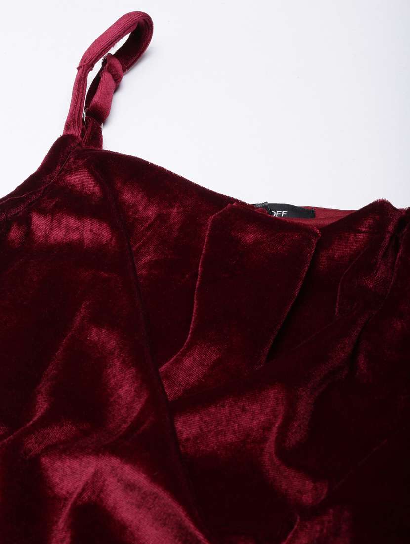 women maroon solid high-slit dress - 20915789 -  Standard Image - 7