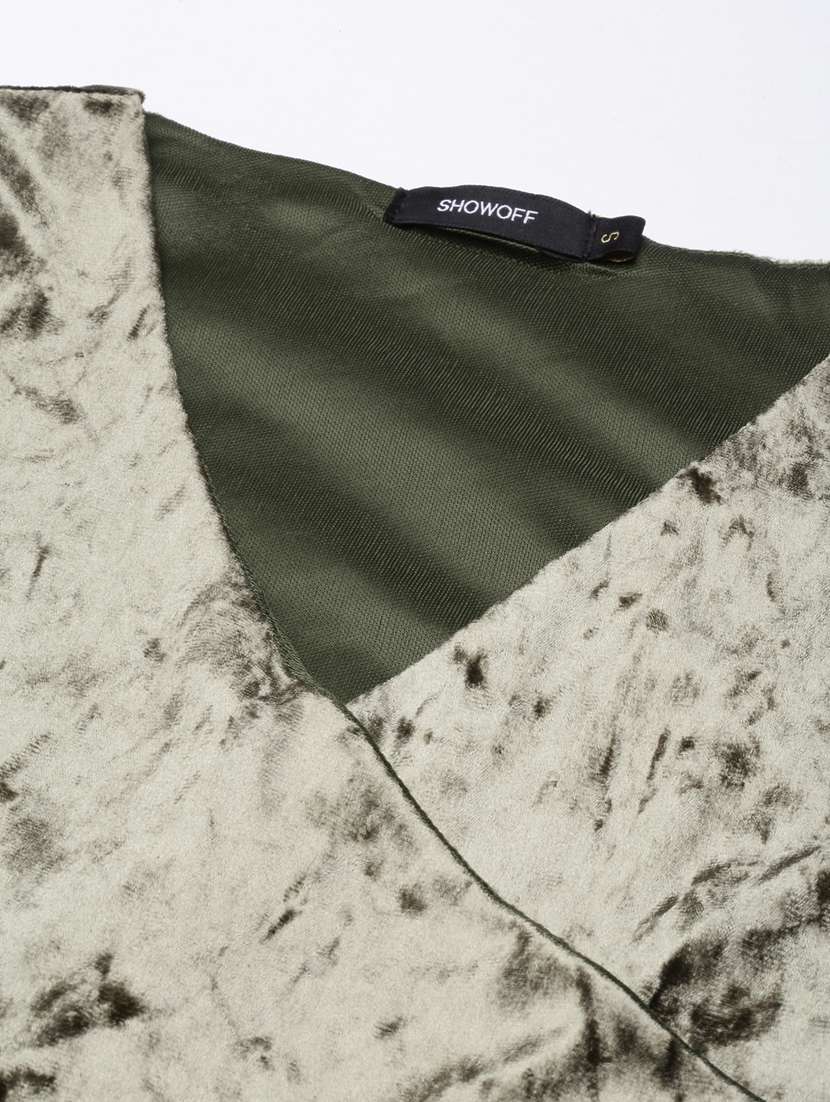 women olive self-designed straight dress - 20915792 -  Standard Image - 7