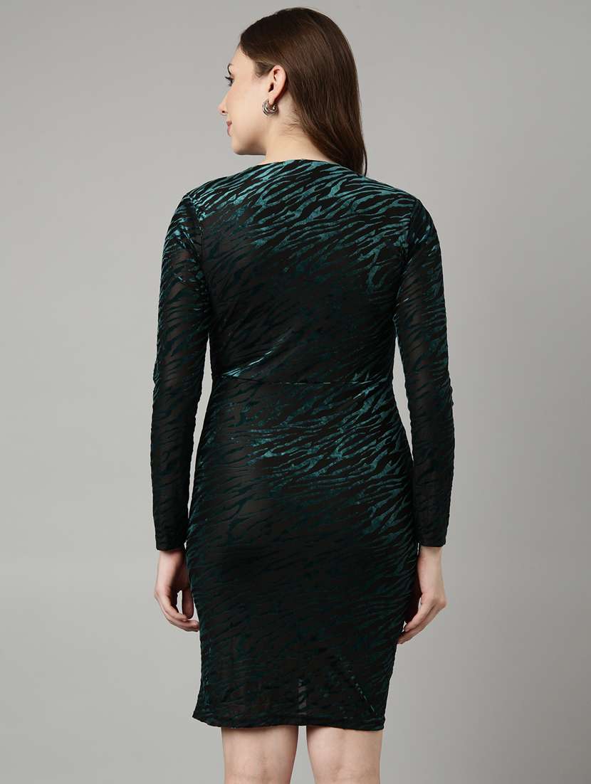 women animal print overlap neck bodycon dress - 20915795 - Standard Image - 2