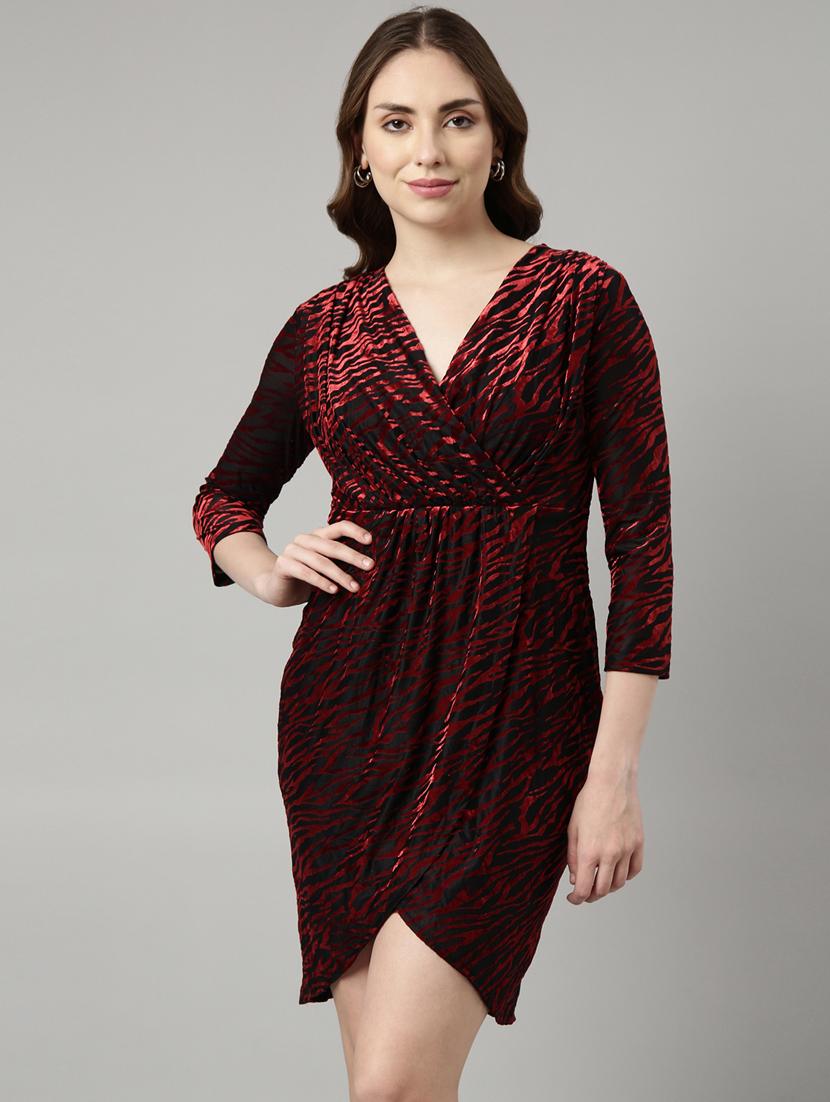 women animal print overlap neck dress - 20915797 - Zoom Image - 0