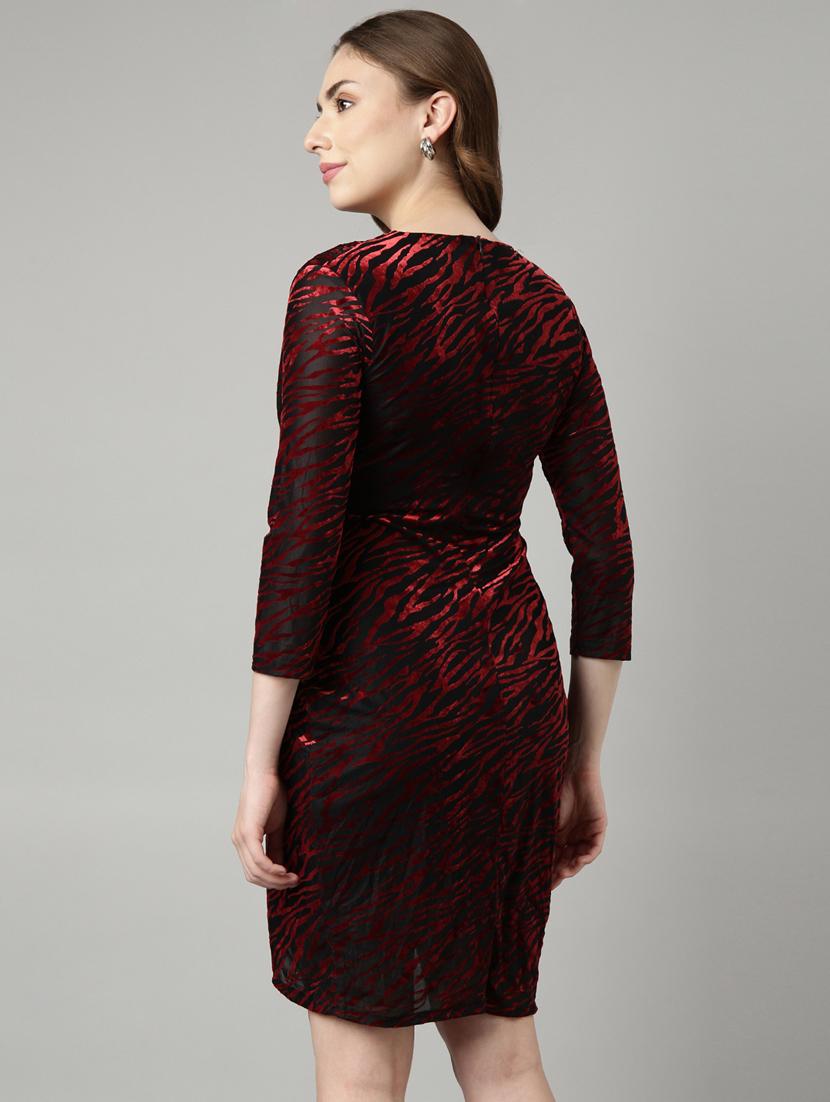 women animal print overlap neck dress - 20915797 - Standard Image - 2