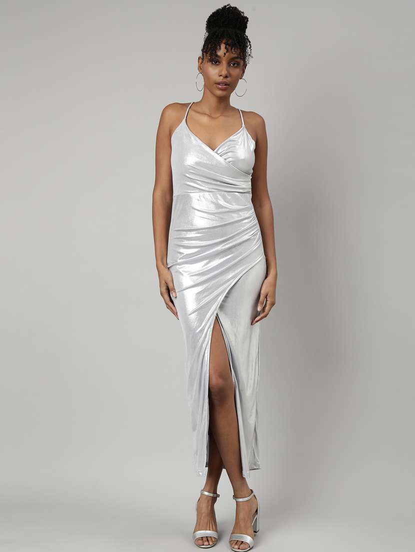women silver solid bodycon dress - 20915803 -  Zoom Image - 0