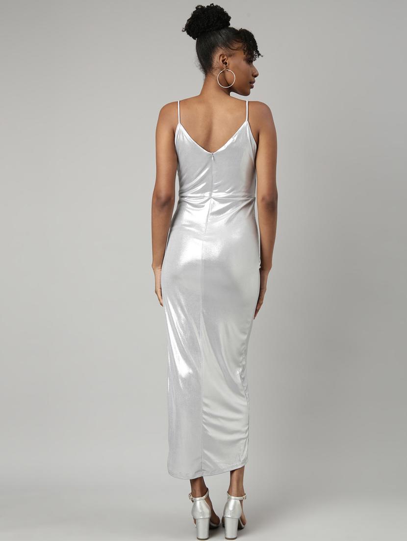 women silver solid bodycon dress - 20915803 - Standard Image - 2