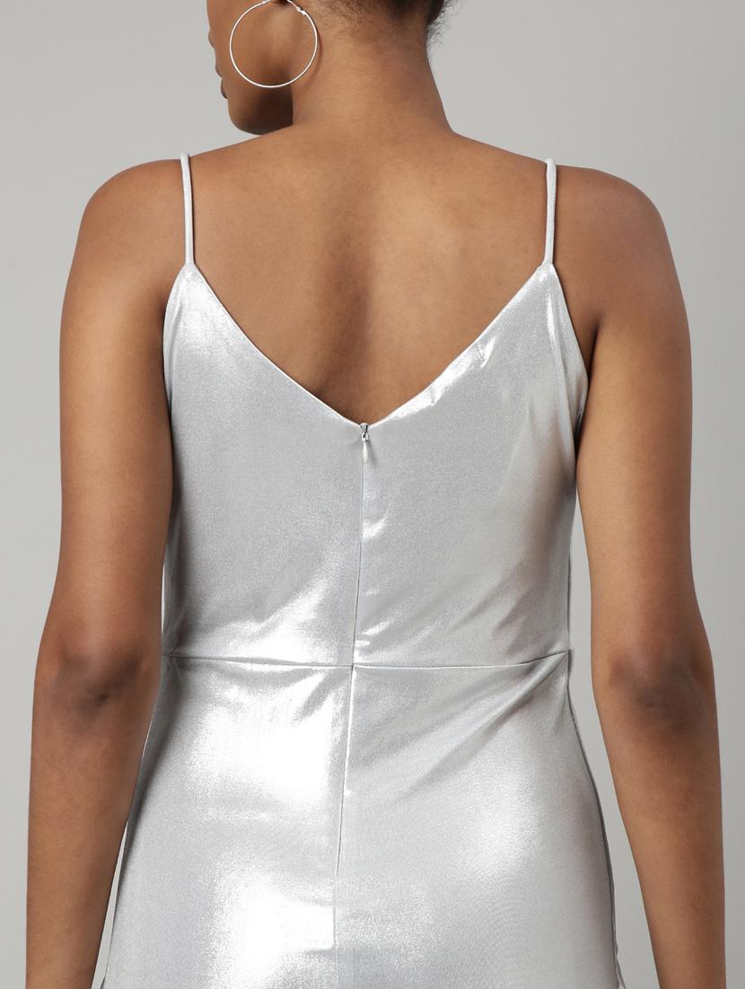 women silver solid bodycon dress - 20915803 - Standard Image - 7
