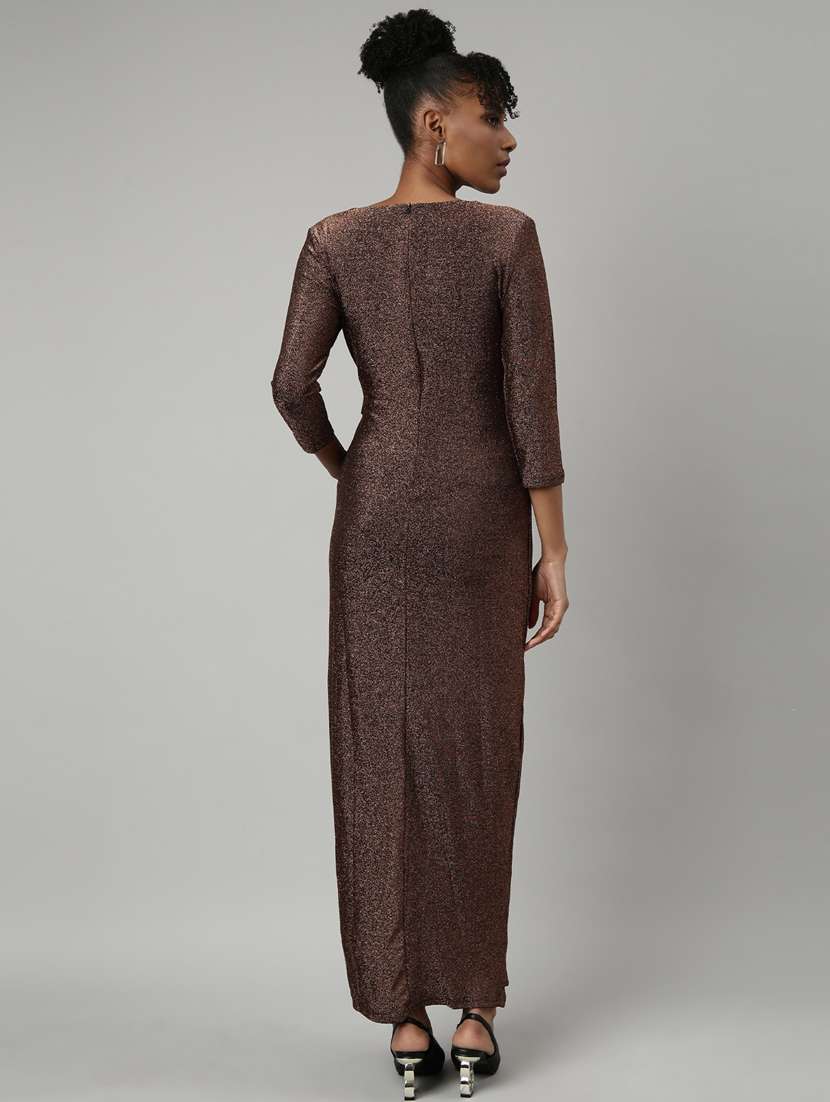 women brown self-designed wrap dress - 20915815 -  Standard Image - 2