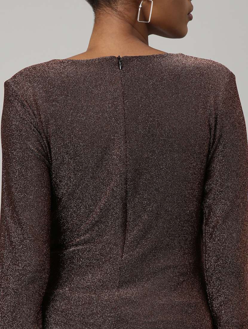 women brown self-designed wrap dress - 20915815 -  Standard Image - 7