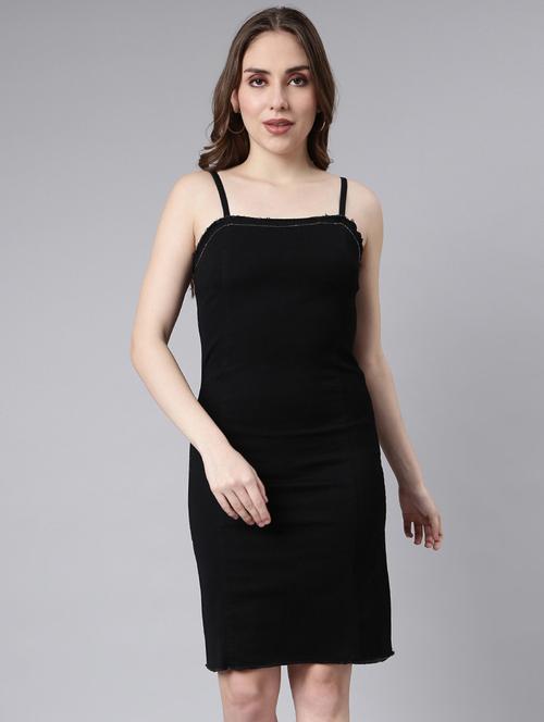 women solid shoulder strap bodycon dress - 20915818 - Standard Image - 0