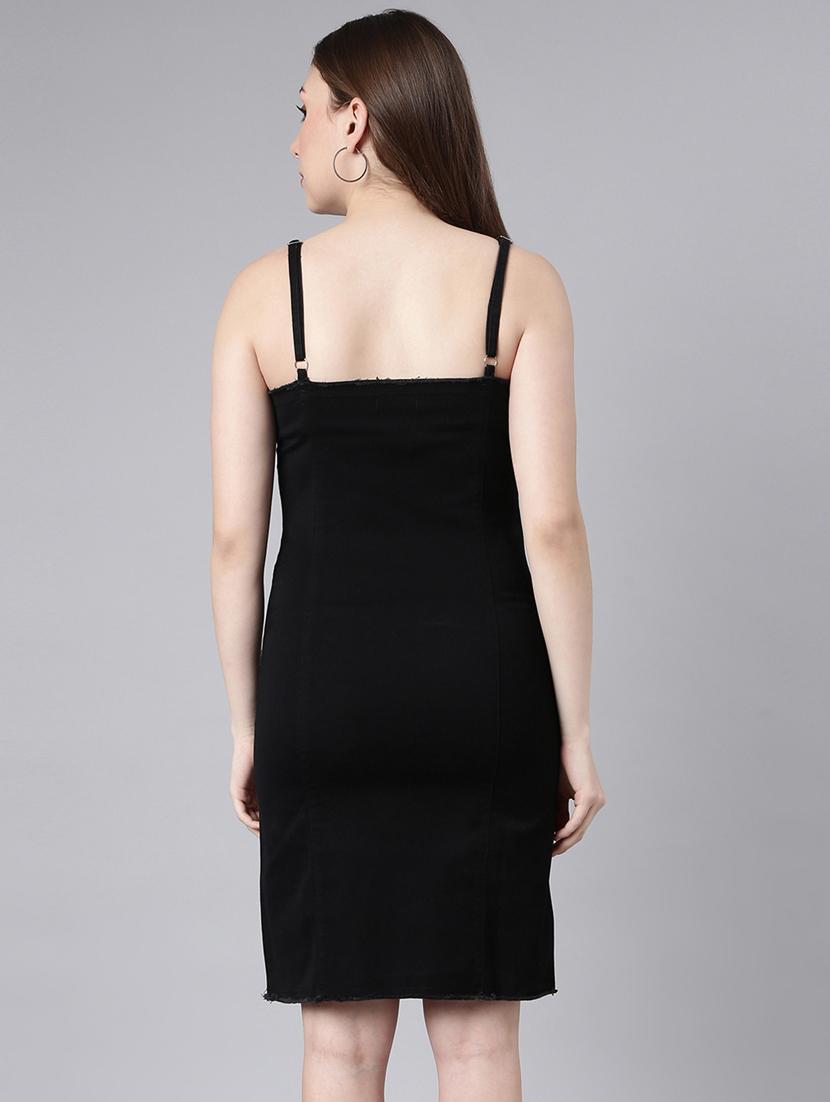 women solid shoulder strap bodycon dress - 20915818 - Standard Image - 2