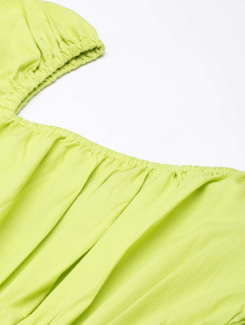 women solid puff sleeves tiered dress - 20915821 -  Standard Image - 7