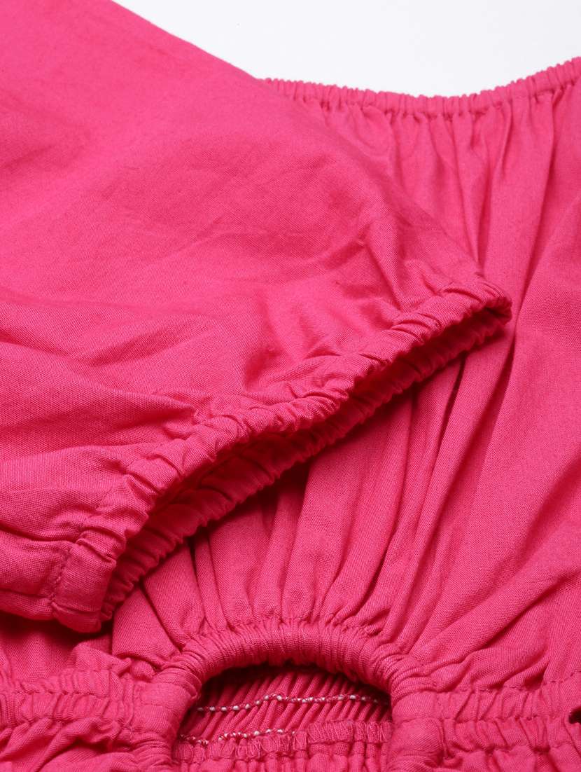 women solid puff sleeves tiered dress - 20915823 -  Standard Image - 7