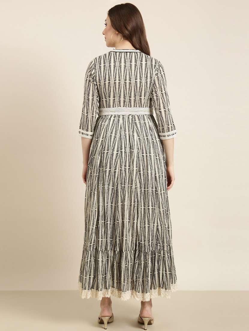 women cream printed detailed maxi dress - 20915826 - Standard Image - 2