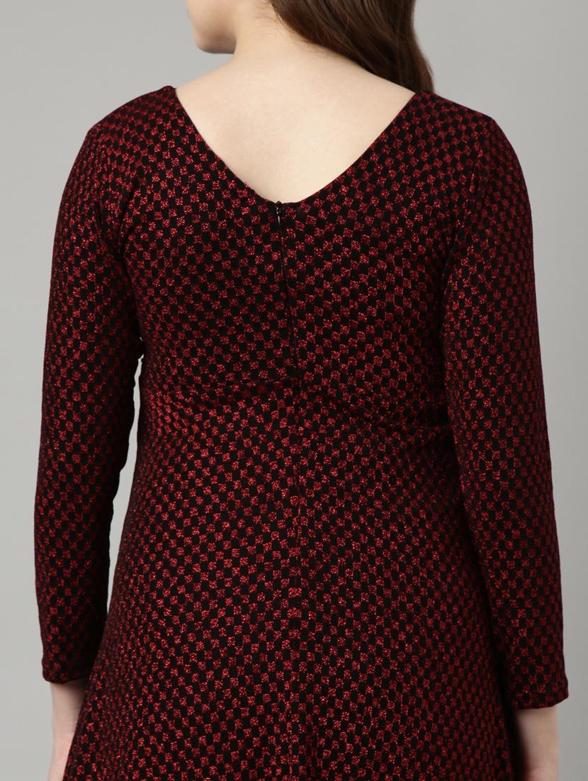 women maroon self-designed fit & flare dress - 20915843 - Standard Image - 7