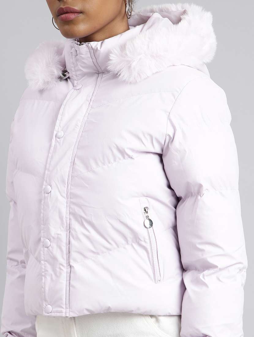 lavender leather puffed jacket - 20917072 - Standard Image - 7