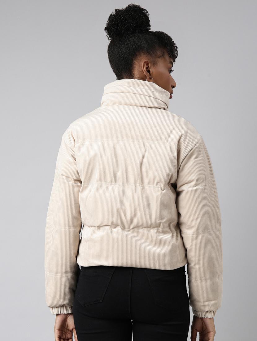 cream cotton blend puffed jacket - 20917077 - Standard Image - 2