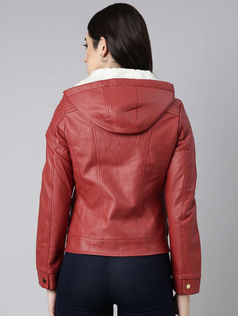 rust leather bomberbiker jacket - 20917079 -  Standard Image - 2