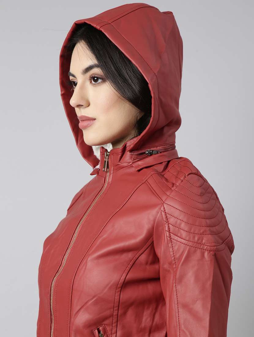 rust leather bomberbiker jacket - 20917079 -  Standard Image - 7