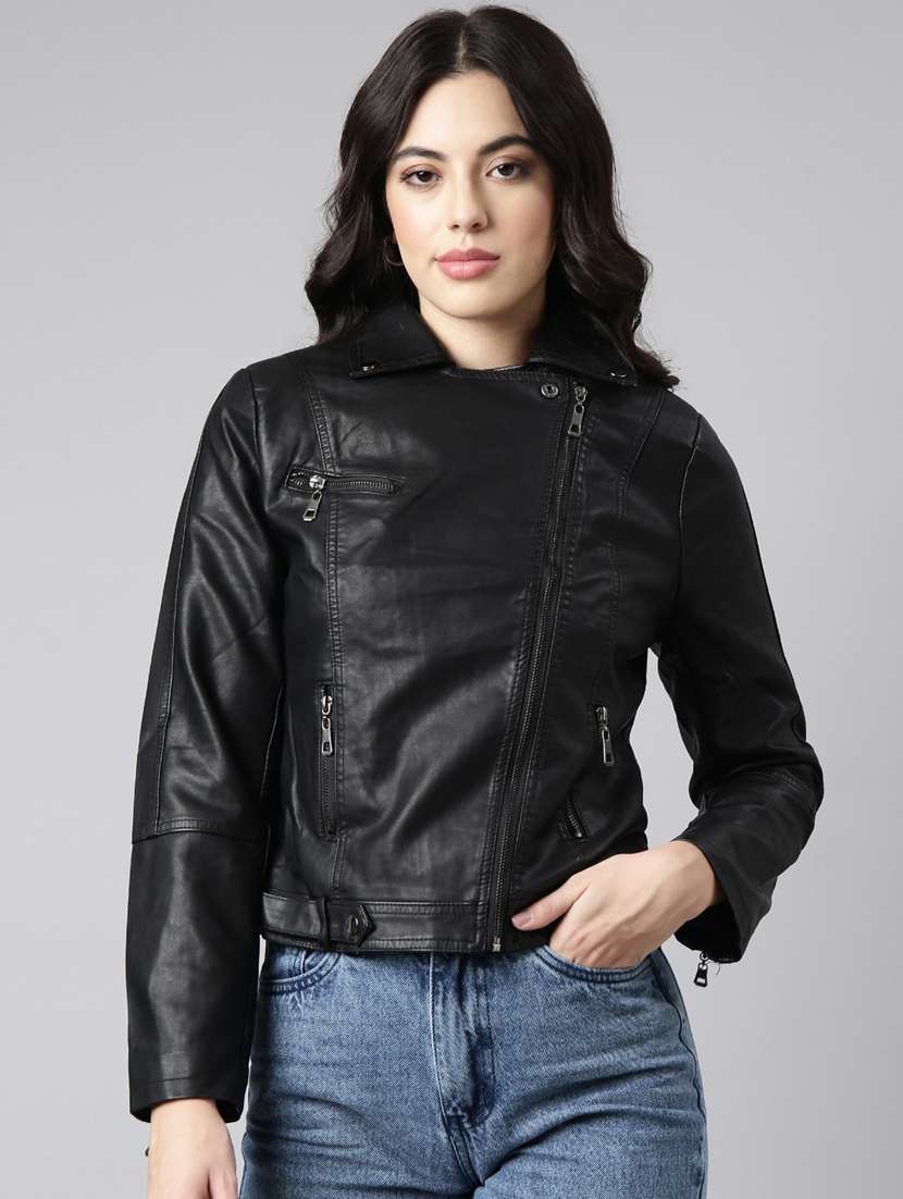 black leather bomberbiker jacket