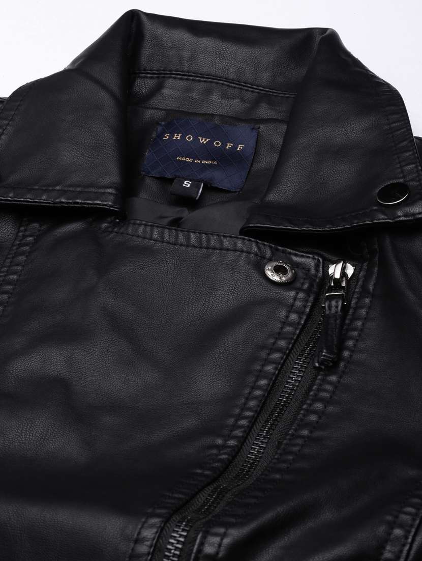black leather bomberbiker jacket - 20917085 -  Standard Image - 7