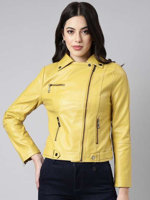 yellow leather bomberbiker jacket - 20917086 -  Standard Image - 0