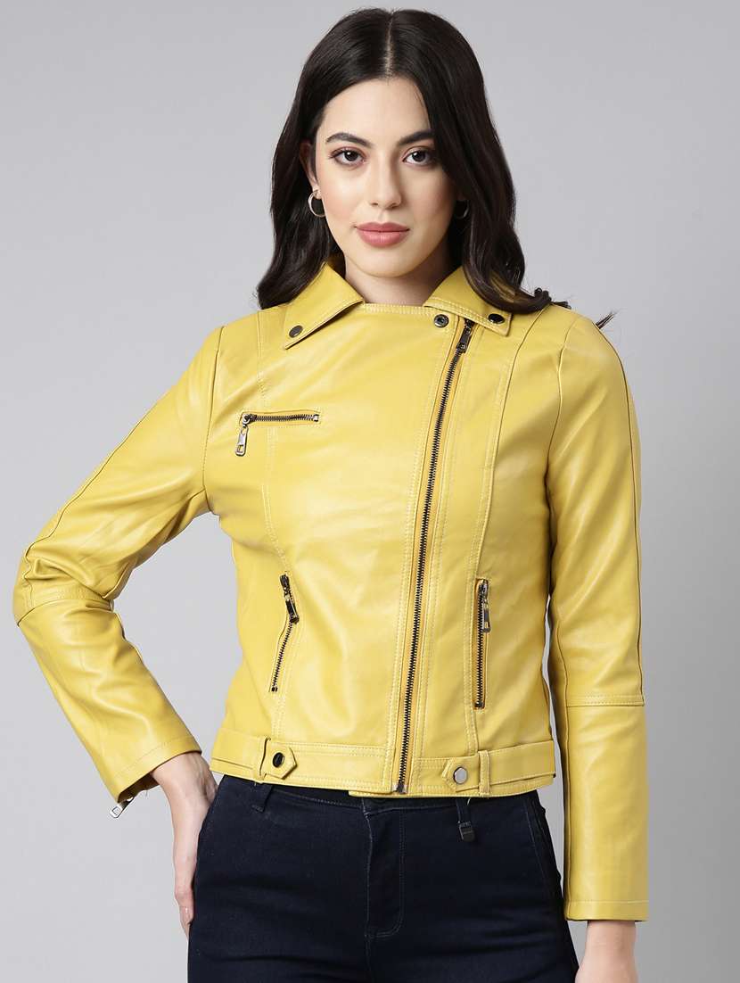 yellow leather bomberbiker jacket - 20917086 -  Zoom Image - 0