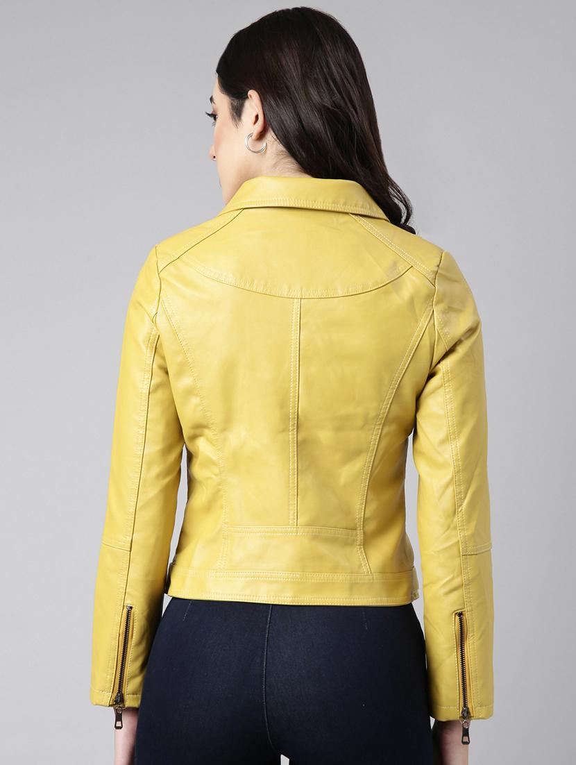 yellow leather bomberbiker jacket - 20917086 - Standard Image - 2