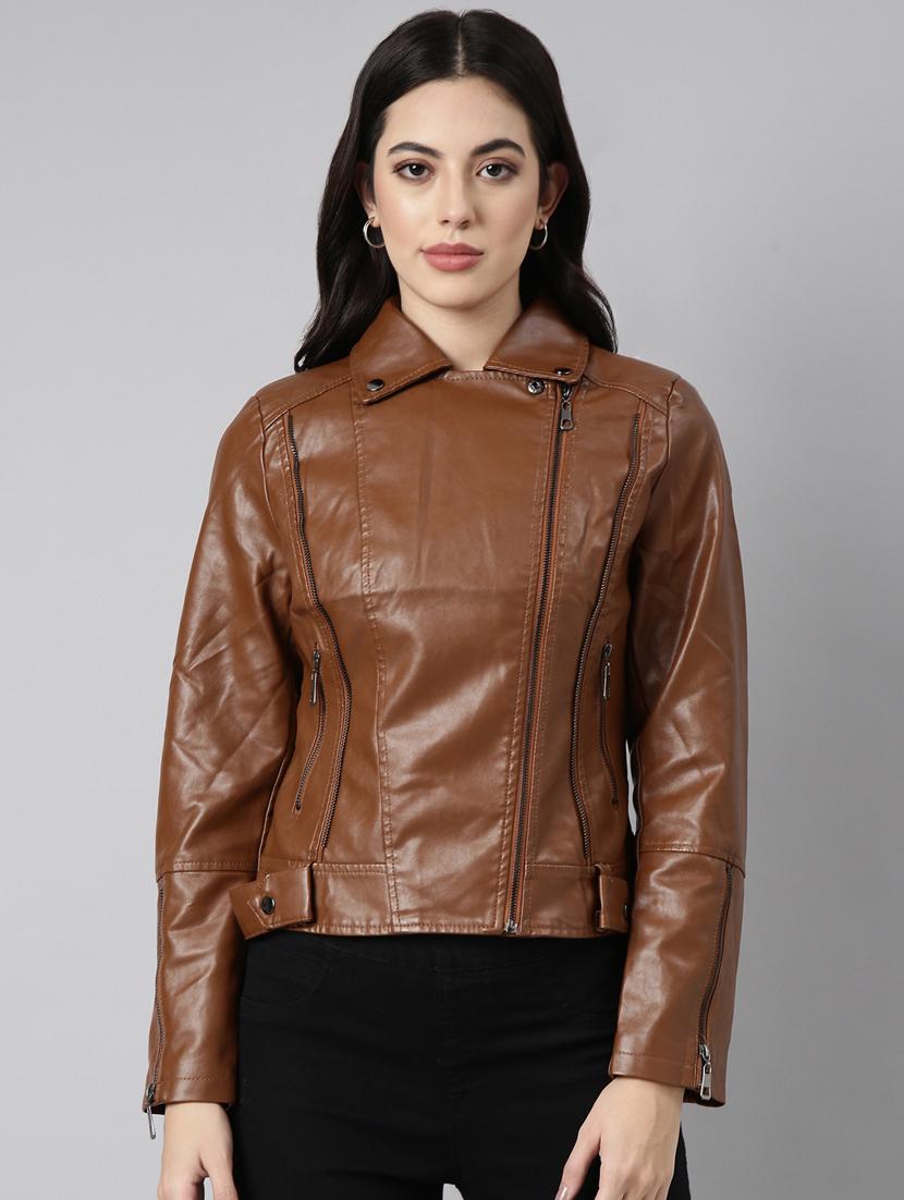 brown leather bomberbiker jacket - 20917110 - Zoom Image - 0