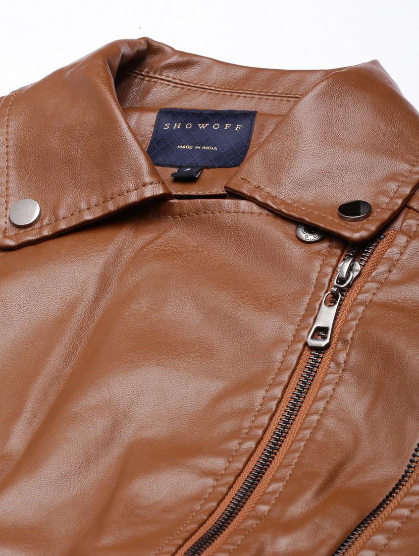 brown leather bomberbiker jacket - 20917110 - Standard Image - 7
