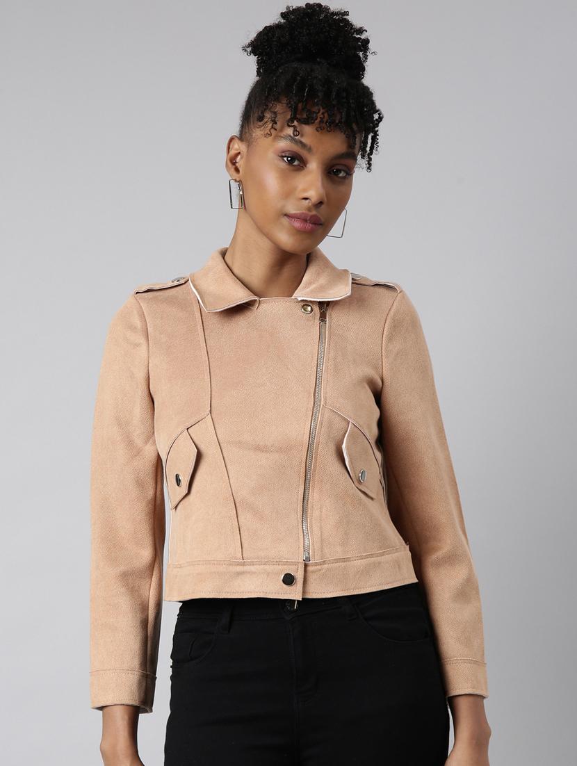 beige suede bomberbiker jacket - 20917115 - Zoom Image - 0