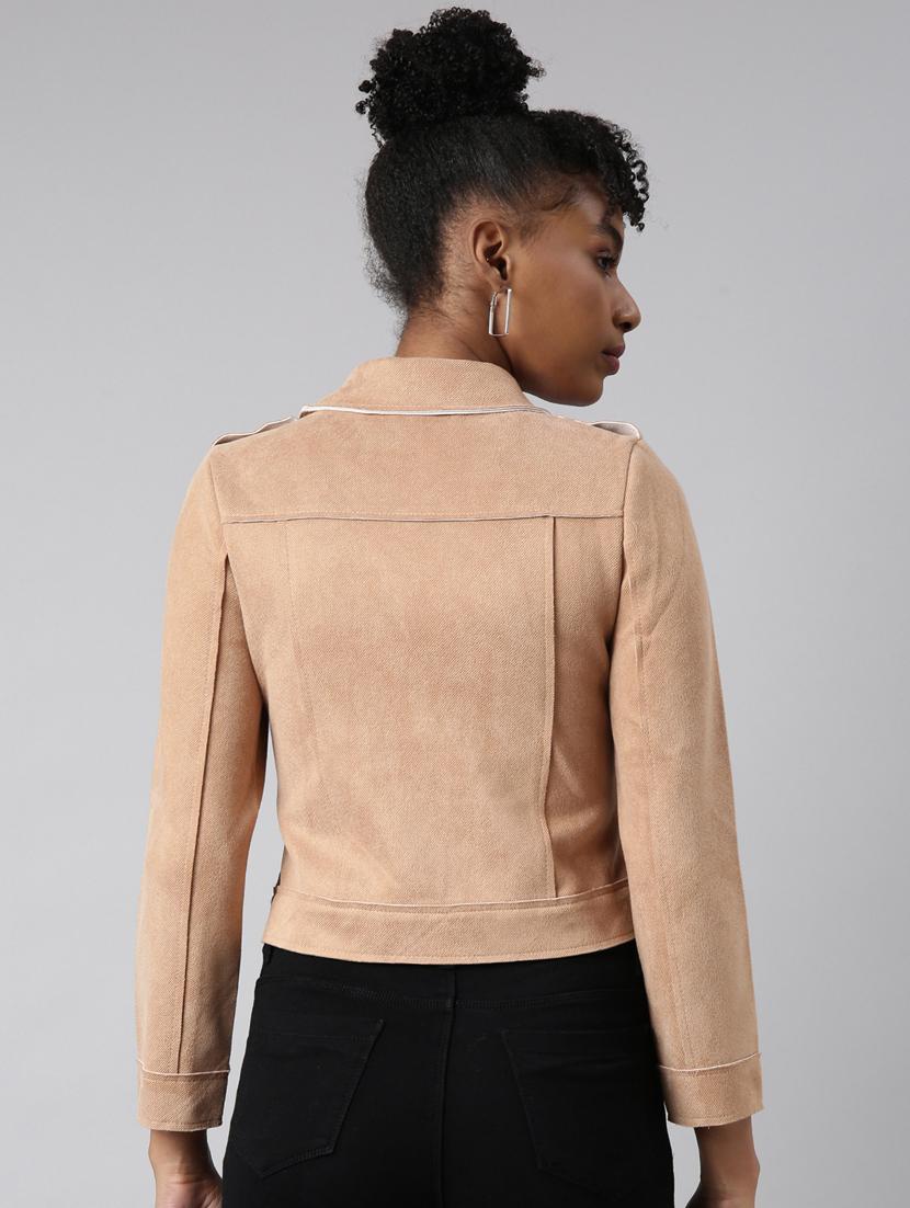 beige suede bomberbiker jacket - 20917115 - Standard Image - 2