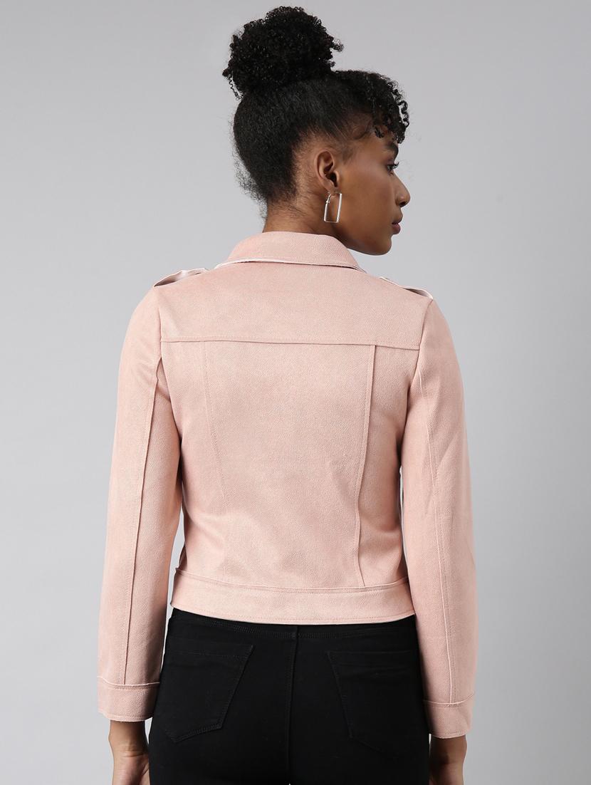 peach suede bomberbiker jacket - 20917117 - Standard Image - 2