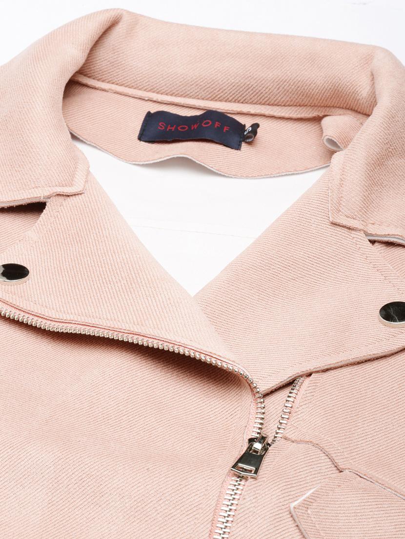 peach suede bomberbiker jacket - 20917117 - Standard Image - 7