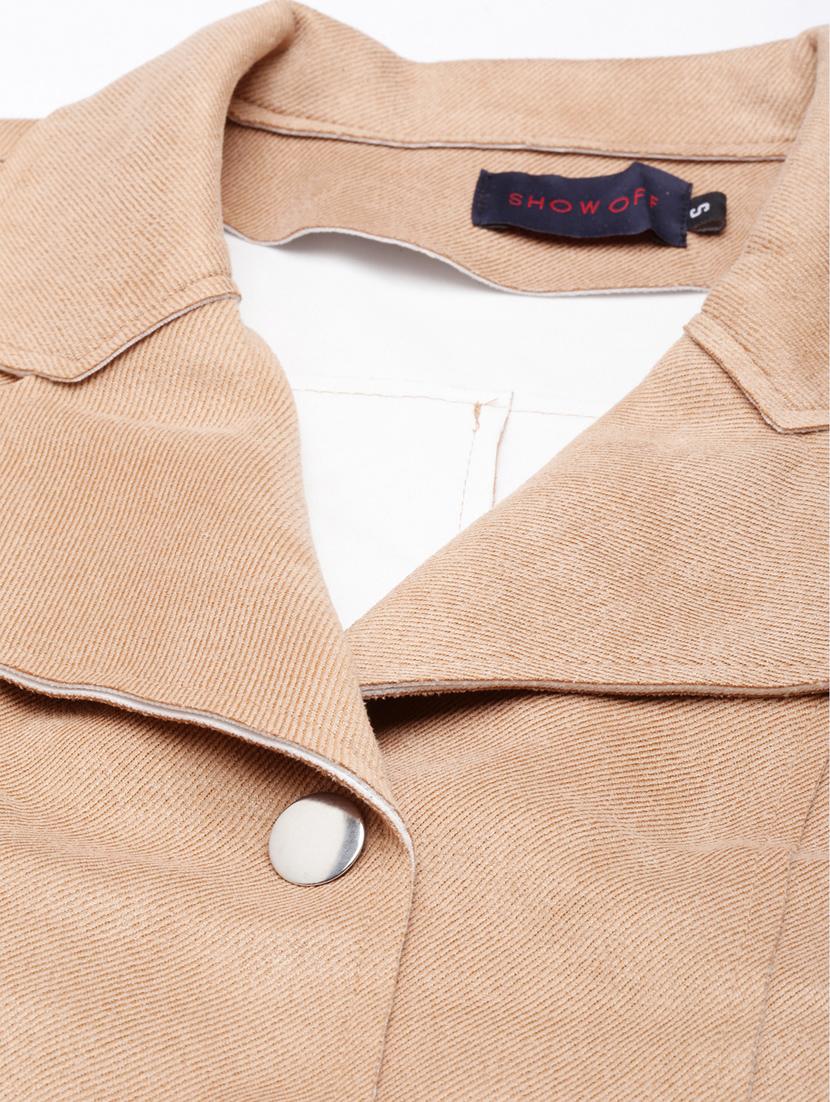 beige suede plain crop jacket - 20917119 - Standard Image - 7