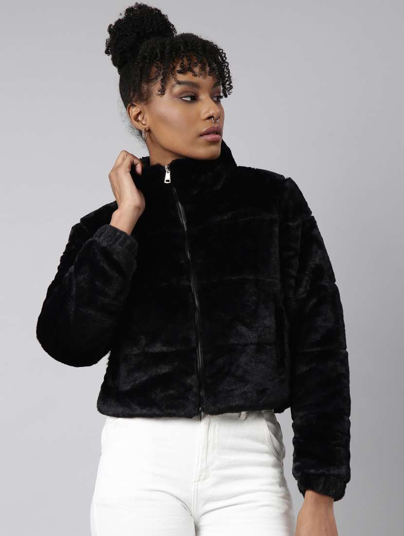 black faux fur  jacket