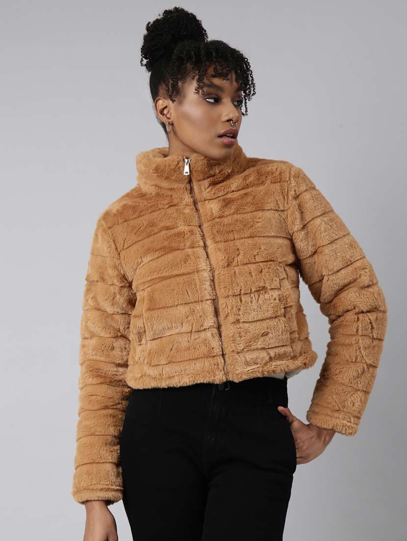 women soldi stand collar fur jacket