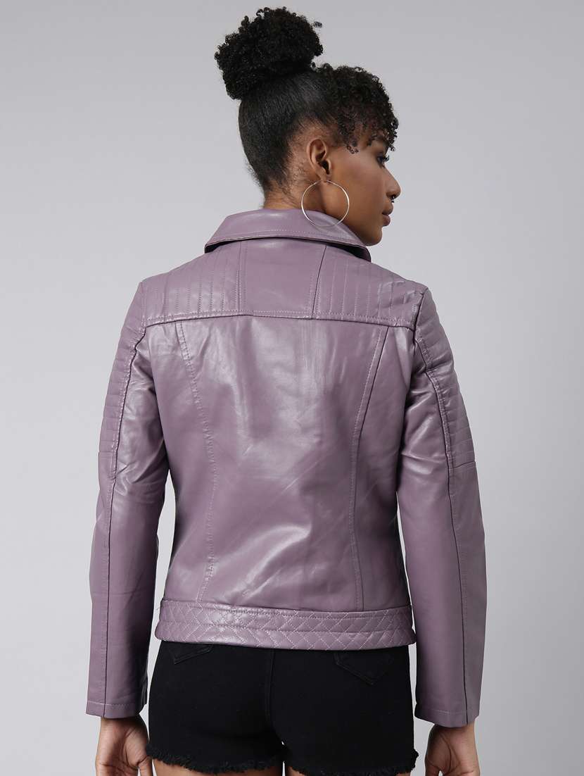 purple leather bomber/biker jacket - 20917160 -  Standard Image - 2