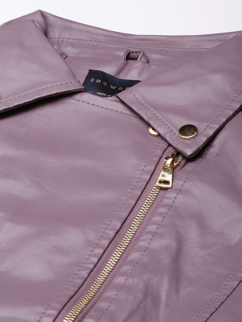 purple leather bomber/biker jacket - 20917160 -  Standard Image - 7