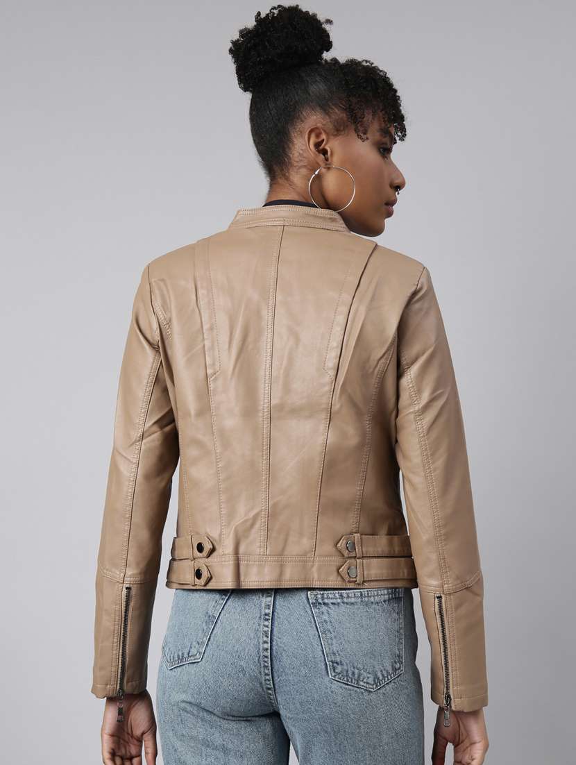 brown leather bomberbiker jacket - 20917164 -  Standard Image - 2