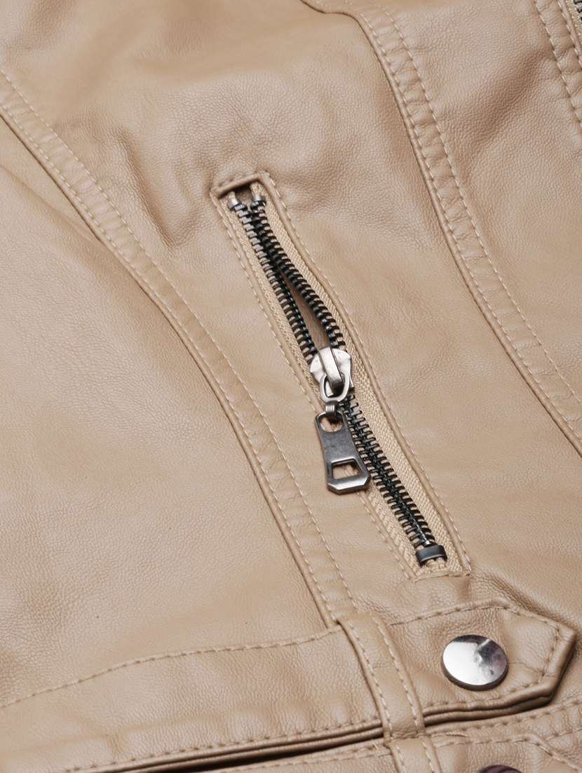 brown leather bomberbiker jacket - 20917164 -  Standard Image - 7