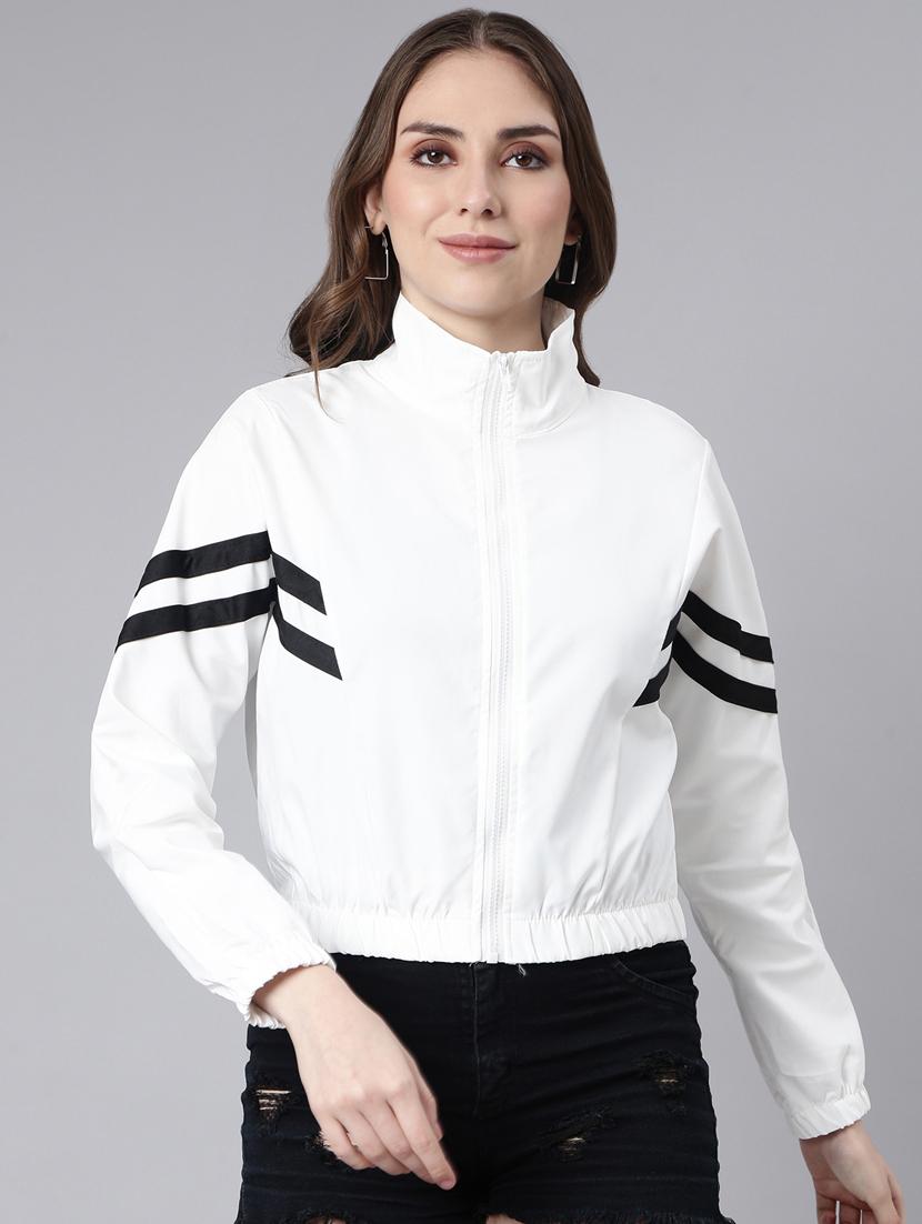 women placement print stand collar jacket - 20917171 -  Zoom Image - 0