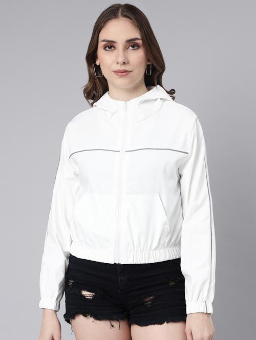 white nylon bomberbiker jacket - 20917175 - Standard Image - 0