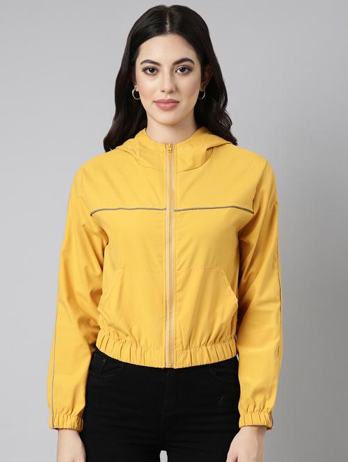 mustard nylon bomberbiker jacket - 20917176 - Standard Image - 0