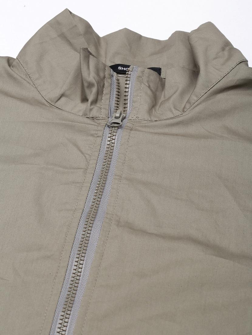 olive cotton blend bomberbiker jacket - 20917189 - Standard Image - 7