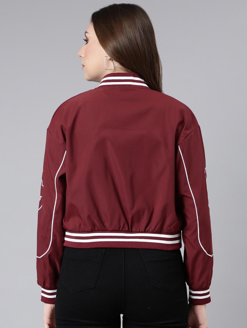 maroon nylon bomberbiker jacket - 20917197 - Standard Image - 2