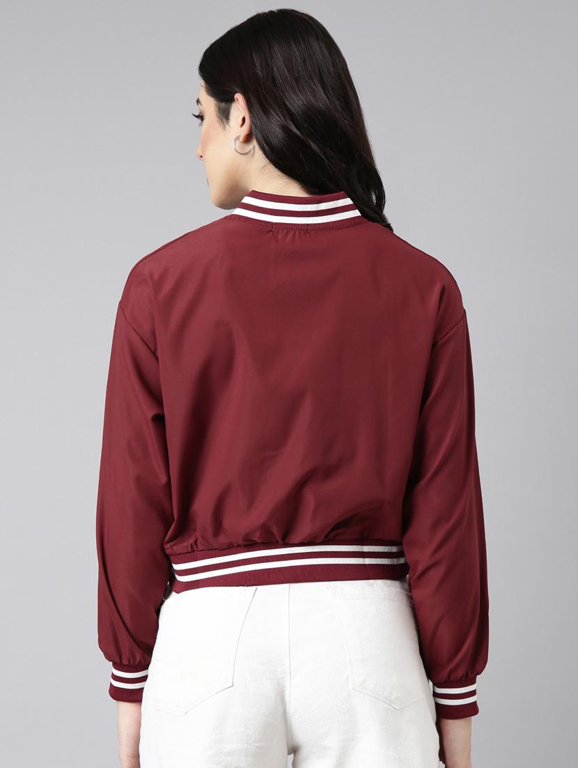 maroon nylon varsity jacket - 20917203 - Standard Image - 2